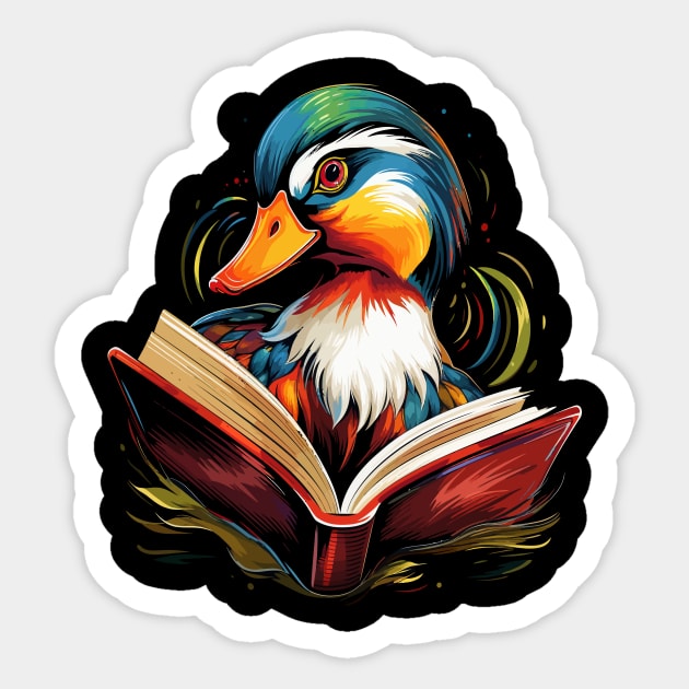 Mandarin Duck Reads Book Sticker by JH Mart
